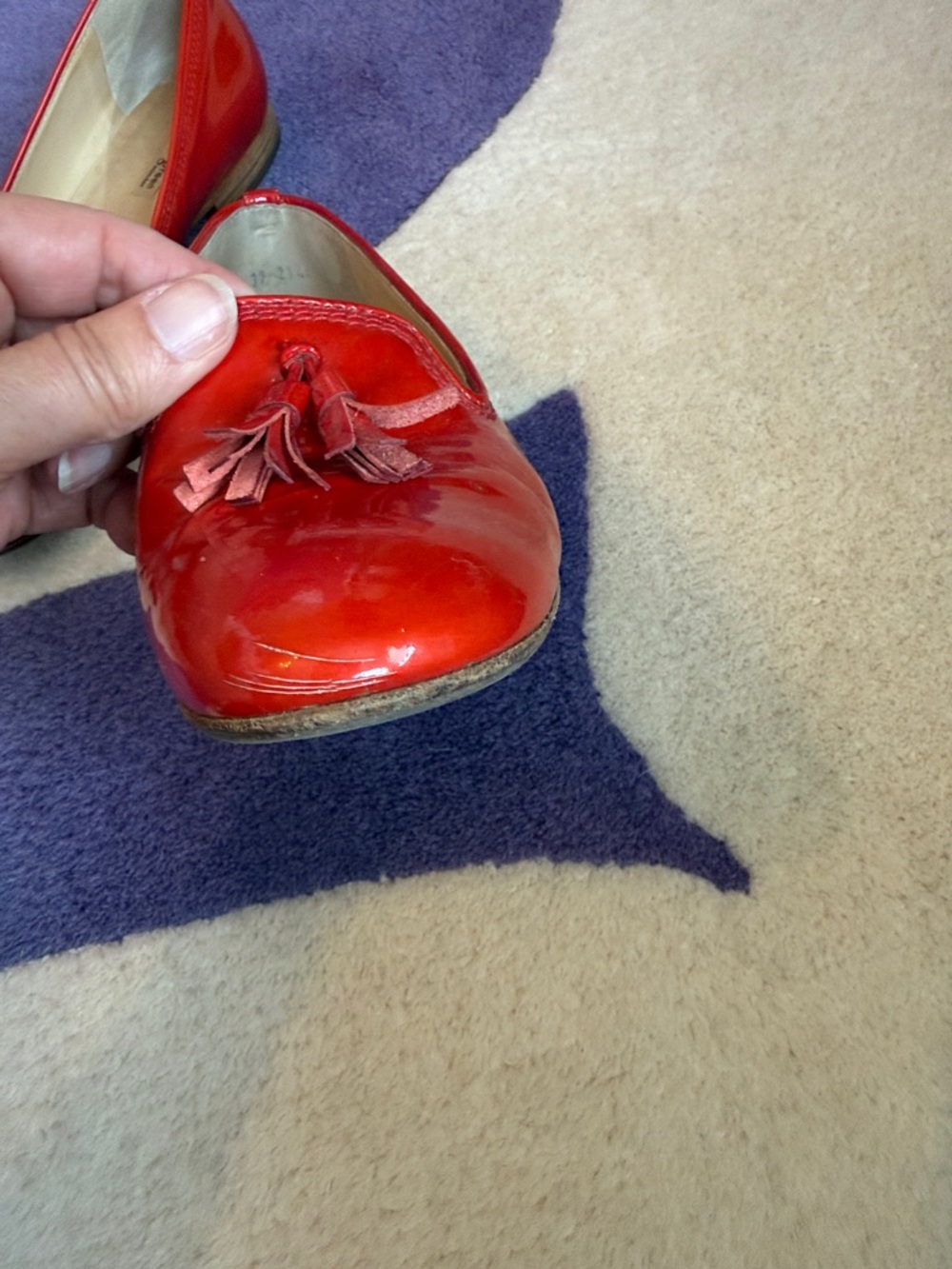 Paul Green Glossy Orange Patent Tassel Loafers - Picture 3 of 10